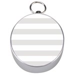 Horizontal Stripes - White and Platinum Gray Silver Compass