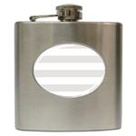 Horizontal Stripes - White and Platinum Gray Hip Flask (6 oz)
