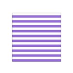 Horizontal Stripes - White and Dark Pastel Purple Satin Bandana Scarf