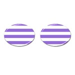 Horizontal Stripes - White and Dark Pastel Purple Cufflinks (Oval)