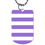 Horizontal Stripes - White and Dark Pastel Purple Dog Tag (One Side)