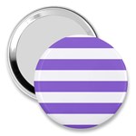 Horizontal Stripes - White and Dark Pastel Purple 3  Handbag Mirror