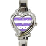 Horizontal Stripes - White and Dark Pastel Purple Heart Italian Charm Watch