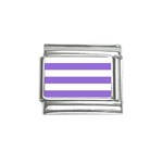 Horizontal Stripes - White and Dark Pastel Purple Italian Charm (9mm)
