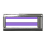 Horizontal Stripes - White and Dark Pastel Purple Superlink Italian Charm (9mm)