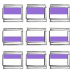 Horizontal Stripes - White and Dark Pastel Purple 9mm Italian Charm (9 pack)
