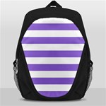 Horizontal Stripes - White and Dark Pastel Purple Backpack Bag