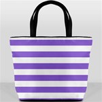 Horizontal Stripes - White and Dark Pastel Purple Bucket Bag