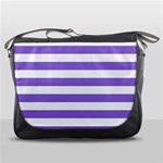 Horizontal Stripes - White and Dark Pastel Purple Messenger Bag