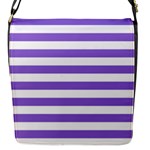 Horizontal Stripes - White and Dark Pastel Purple Flap Closure Messenger Bag (S)
