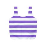 Horizontal Stripes - White and Dark Pastel Purple Full Print Recycle Bag (S)