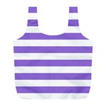 Horizontal Stripes - White and Dark Pastel Purple Full Print Recycle Bag (L)