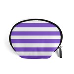 Horizontal Stripes - White and Dark Pastel Purple Accessory Pouch (Small)