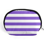 Horizontal Stripes - White and Dark Pastel Purple Accessory Pouch (Medium)