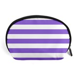 Horizontal Stripes - White and Dark Pastel Purple Accessory Pouch (Large)