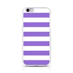 Horizontal Stripes - White and Dark Pastel Purple Apple iPhone 6/6S Silicone Case (Transparent)