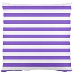Horizontal Stripes - White and Dark Pastel Purple Large Flano Cushion Case (Two Sides)