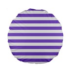 Horizontal Stripes - White and Dark Pastel Purple Standard 15  Premium Round Cushion