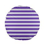 Horizontal Stripes - White and Dark Pastel Purple Standard 15  Premium Flano Round Cushion