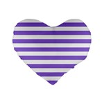 Horizontal Stripes - White and Dark Pastel Purple Standard 16  Premium Heart Shape Cushion