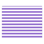 Horizontal Stripes - White and Dark Pastel Purple Double Sided Flano Blanket (Large)