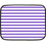 Horizontal Stripes - White and Dark Pastel Purple Double Sided Fleece Blanket (Mini)
