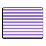 Horizontal Stripes - White and Dark Pastel Purple Fleece Blanket (Small) (One Side)