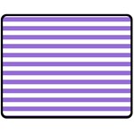 Horizontal Stripes - White and Dark Pastel Purple Double Sided Fleece Blanket (Medium) (Two Sides)