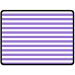 Horizontal Stripes - White and Dark Pastel Purple Double Sided Fleece Blanket (Large) (Two Sides)