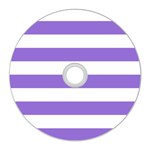 Horizontal Stripes - White and Dark Pastel Purple CD Wall Clock
