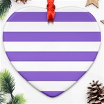Horizontal Stripes - White and Dark Pastel Purple Heart Ornament (Two Sides)