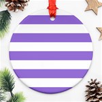 Horizontal Stripes - White and Dark Pastel Purple Ornament (Round)