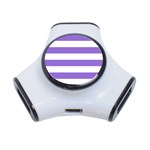 Horizontal Stripes - White and Dark Pastel Purple Portable USB Hub (One Side)