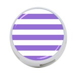 Horizontal Stripes - White and Dark Pastel Purple 4-Port USB Hub (Two Sides)