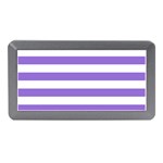 Horizontal Stripes - White and Dark Pastel Purple Memory Card Reader (Mini)