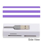 Horizontal Stripes - White and Dark Pastel Purple Memory Card Reader (Stick)