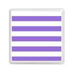 Horizontal Stripes - White and Dark Pastel Purple Memory Card Reader with Storage (Square)