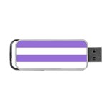Horizontal Stripes - White and Dark Pastel Purple Portable USB Flash (Two Sides)