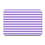 Horizontal Stripes - White and Dark Pastel Purple Small Doormat