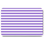 Horizontal Stripes - White and Dark Pastel Purple Large Doormat
