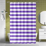 Horizontal Stripes - White and Dark Pastel Purple Shower Curtain 48  x 72  (Small)