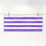 Horizontal Stripes - White and Dark Pastel Purple Hand Towel