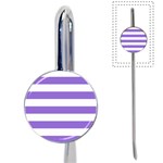 Horizontal Stripes - White and Dark Pastel Purple Book Mark