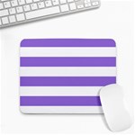 Horizontal Stripes - White and Dark Pastel Purple Small Mousepad