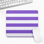 Horizontal Stripes - White and Dark Pastel Purple Large Mousepad