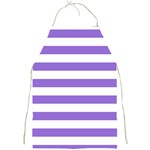 Horizontal Stripes - White and Dark Pastel Purple Full Print Apron