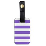 Horizontal Stripes - White and Dark Pastel Purple Luggage Tag (One Side)