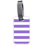Horizontal Stripes - White and Dark Pastel Purple Luggage Tag (Two Sides)