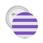 Horizontal Stripes - White and Dark Pastel Purple 2.25  Button