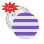 Horizontal Stripes - White and Dark Pastel Purple 2.25  Button (10 pack)